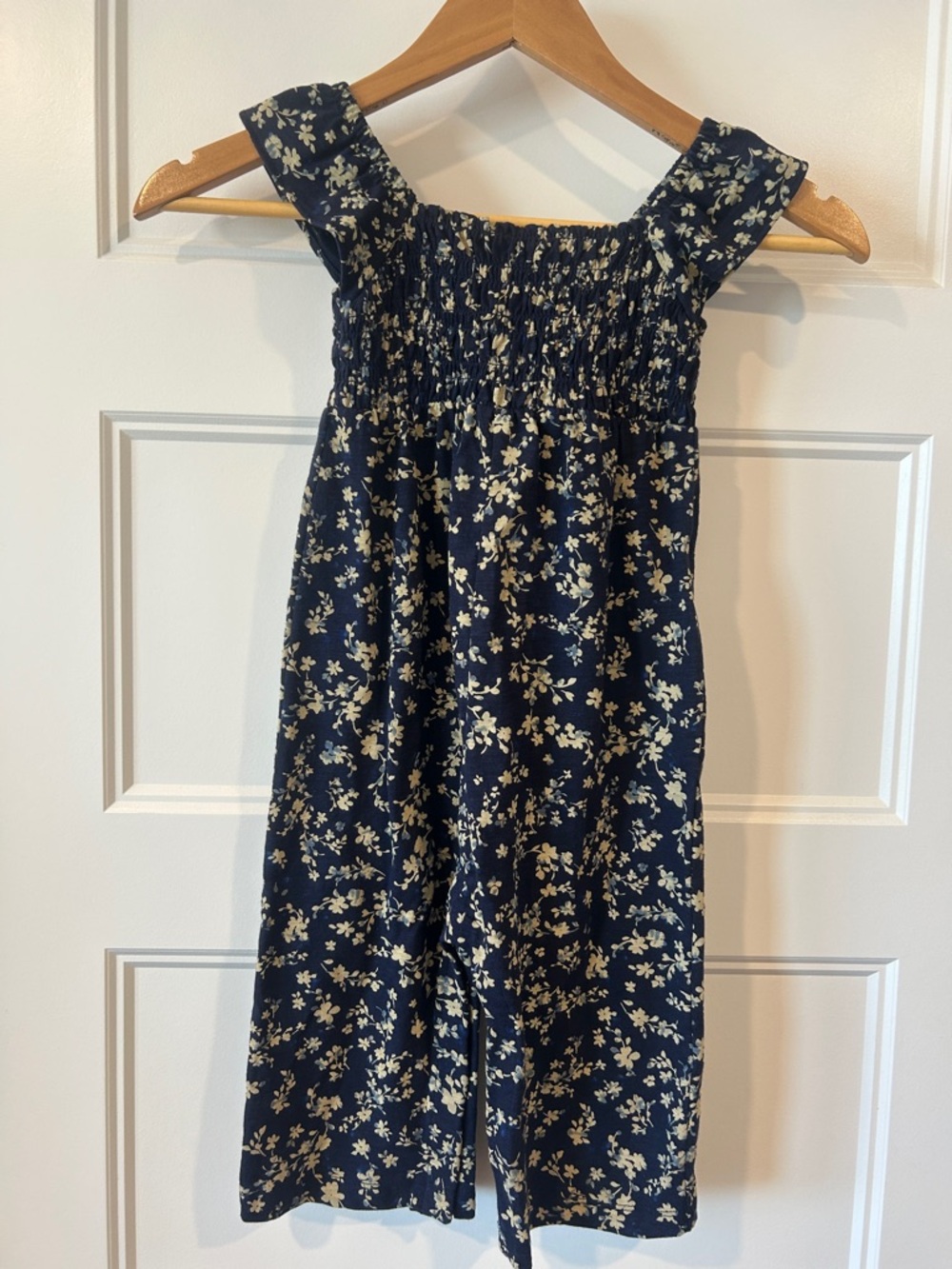 GAP Navy Floral Smocked Jumpsuit